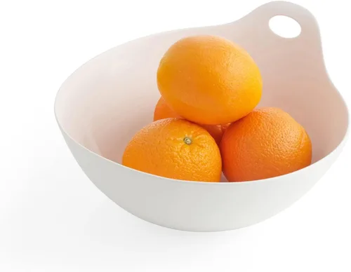 Miniatura 2 de Nambe Portables - Cuenco redondo de 11 pulgadas, cerámica blanca con mango abierto para servir y transportar fácilmente, vajilla moderna apilable