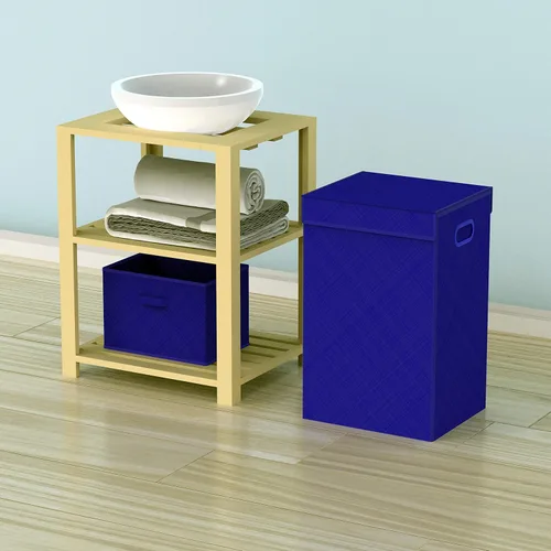 Miniatura 2 de Cesto sencillo para la ropa sucia con tapa. Azul Oscuro