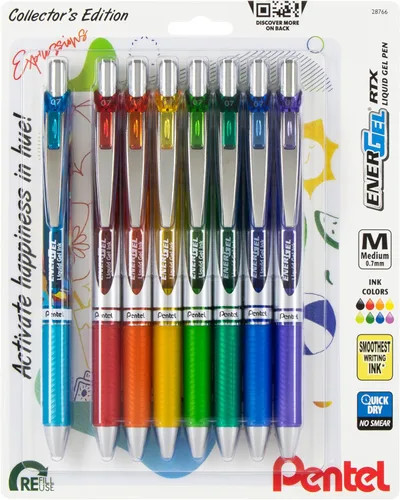 Miniatura 8 de Pentel EnerGel RTX - Bolígrafo de gel líquido retráctil, paquete Scholar Expressions, 0.7mm, punta de metal, línea mediana, tinta