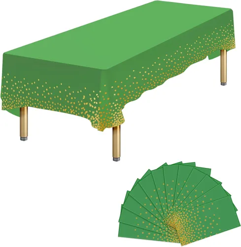 Miniatura 25 de Paquete de 4 manteles de plástico desechables azules y dorados para mesa rectangular, manteles desechables de 54 x 108 pulgadas, manteles