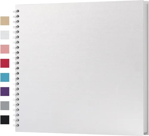 Miniatura 21 de potricher Álbum de scrapbook DIY de 10 x 10 pulgadas, 80 páginas de papel kraft grueso negro en blanco, libro de recuerdos para bodas y aniversarios