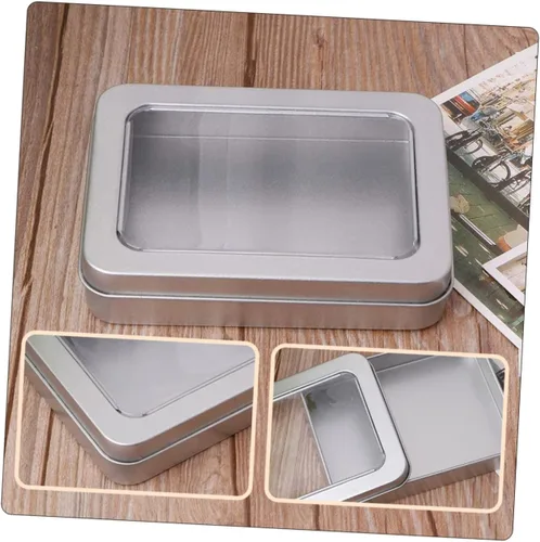 Miniatura 2 de UKCOCO Caja de almacenamiento USB, 4 unidades de caja vacía de metal para pulgar, caja de lata rectangular con tapa, tarro de almacenamiento