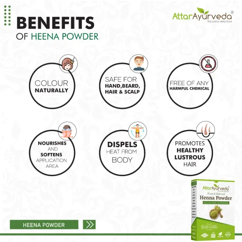 Miniatura 4 de Attar Ayurveda Polvo de henna natural para el color y el crecimiento del cabello, reduce la caída del cabello, 100% natural, sin conservantes