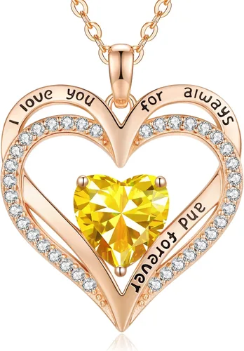 Miniatura 43 de CDE Collares de piedra natal para mujer, plata de ley 925, collar con colgante de corazón para siempre, Navidad, cumpleaños, aniversario, día de San