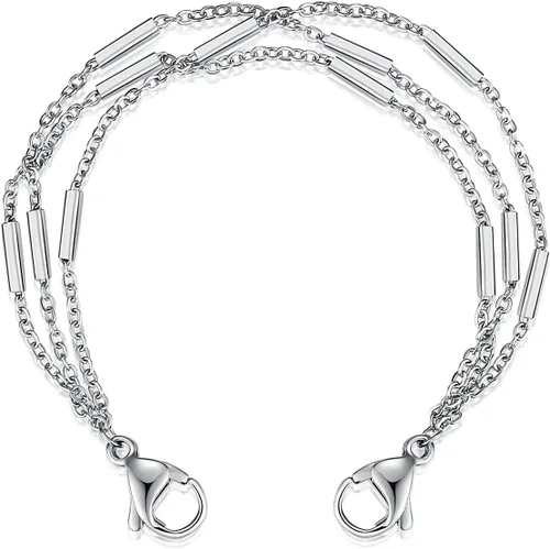 Miniatura 20 de LinnaLove Cadena intercambiable de acero inoxidable para pulseras de identificación de alerta médica para mujeres y hombres, No es una piedra