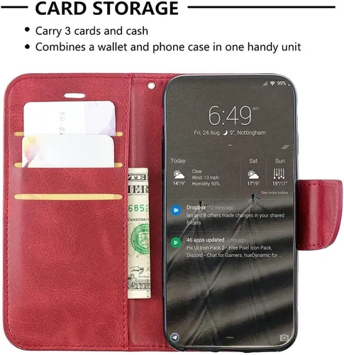 Miniatura 3 de jioeuinly Case Compatible with Celular Kalley Element 5+Plus Phone Case Flip Stand Cover PU Leather YZW Wallet Case Red