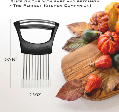 Miniatura 4 de 2 soportes para rebanar cebolla - Soporte de acero inoxidable para carne, picador de carne Herramienta multiusos de seguridad de cocina para Negro
