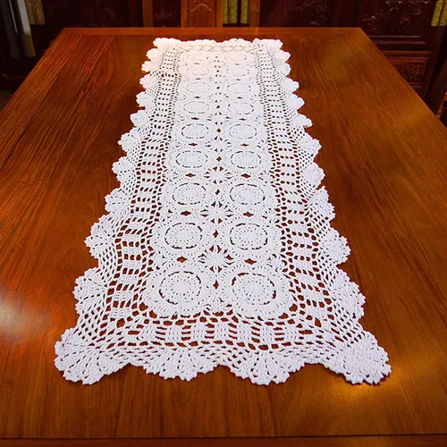 Miniatura 9 de Hsvanyr 15 x 27 pulgadas rectangular de algodón hecho a mano con encaje de ganchillo para mesa de café, tocador, bufanda, centros de mesa, decoración