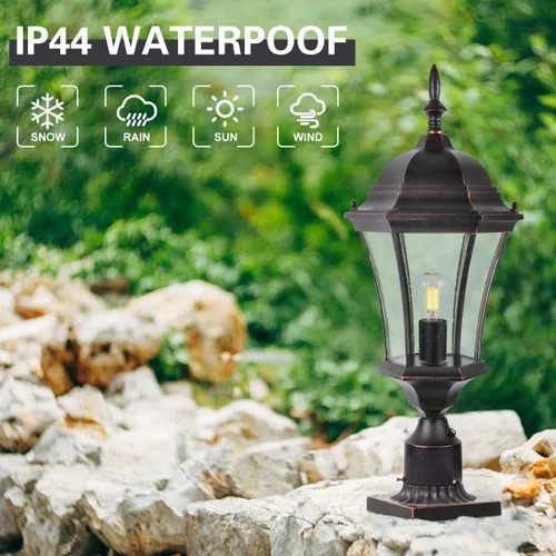 Miniatura 9 de Luces de poste para exteriores de 24 pulgadas con sensor de anochecer a amanecer, farol de aluminio grande para montaje en muelle de poste de poste