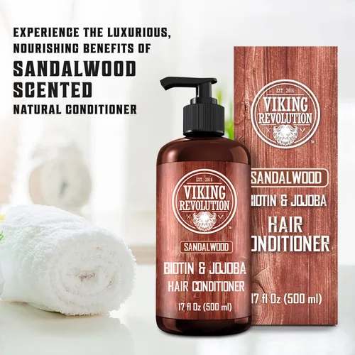 Miniatura 5 de Viking Revolution - Acondicionador de sándalo con biotina y aceite de jojoba - Acondicionador para hombres, acondicionador natural para cabello