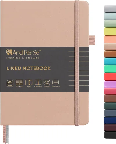 Miniatura 78 de &And Per Se - Cuaderno en blanco, 160 páginas, 5.7 x 8 pulgadas, cuaderno de rayas estrechas con papel grueso para escribir, cuaderno de tapa dura