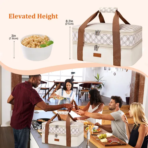 Miniatura 6 de Bolsa de transporte de cazuela expandible Vuudh - Bolsa de comida de doble cubierta, soporte de cazuela aislada para alimentos calientes o fríos
