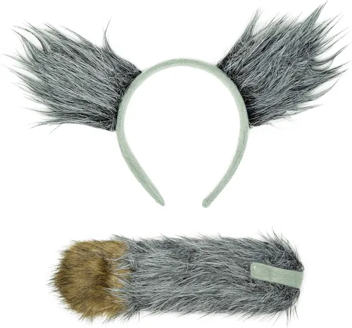 Squirrel Products Juego de accesorios de diadema de lobo y cola para todas las edades