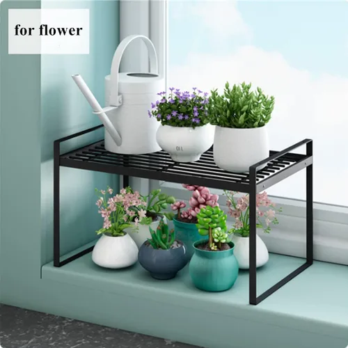 Miniatura 5 de Estante para gabinete, estante de encimera de cocina de 13 pulgadas, estante de especias apilable de alambre de metal, organizador de encimera que