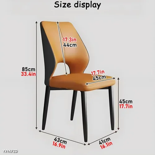Miniatura 3 de YVYKFZD Simple Dining Chairs Set, PU Leather Kitchen Chairs, Armless Dining Room Chair with Metal Legs, Upholstered Living Room Chair, for Bedroom