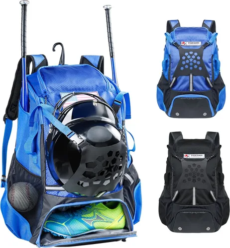 Mochila de béisbol para jóvenes, niños, adultos, bolsa de equipo de bate y sóftbol con soporte para guantes, casco, compartimento para zapatos,
