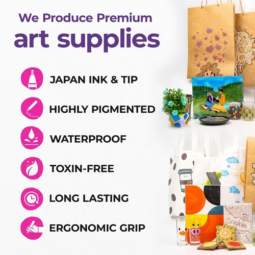 Miniatura 8 de PINTAR Paquete de 24 rotuladores de pintura acrílica con punta extrafina, pintura roca, madera, vidrio, cuero, zapatos, bolígrafos de pintura
