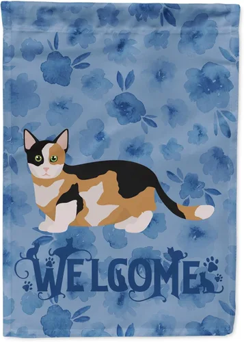 Miniatura 352 de Caroline's Treasures CK4813CHF - Bandera de bienvenida con gato abisinio azul, manga grande, para porche, para colgar en la pared, poliéster