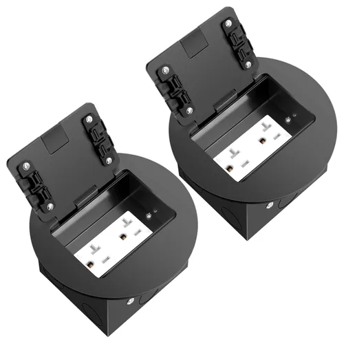 Miniatura 23 de Kit de toma de corriente eléctrica de piso empotrado, salida dúplex GFCI circular oculta de 20 amperios, salida de receptáculo resistente a