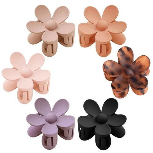 Miniatura 10 de 6 pinzas para el cabello de flores, pinzas de margarita, pinzas de garra grandes mate, pinzas de sujeción fuerte, accesorios para cabello grueso, 6