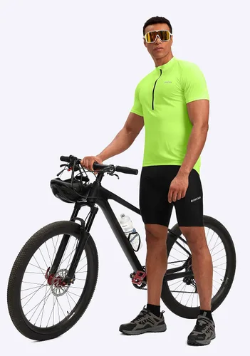 Miniatura 6 de Maillot de ciclismo para hombre que absorbe la humedad, manga corta, UPF media cremallera, ciclismo, ciclismo de carretera, camisas para hombres