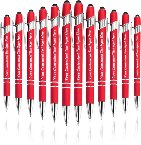 Miniatura 59 de Bolígrafo personalizado, 50 bolígrafos personalizados, grabado a granel con logotipo de nombre, lápiz digital de tinta negra suave con toque
