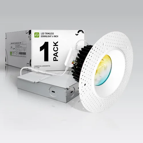 Miniatura 18 de ASD Luces LED empotrables sin moldura de 1 pulgada, 7W 120V Triac redondas para uso comercial, iluminación regulable sin lata para techo con caja