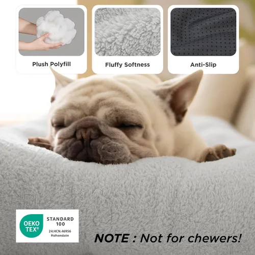 Miniatura 3 de Bedsure - Cama XXL lavable para perros para jaula, almohada gigante de felpa suave para mascotas, cojín para cama de perrera con base Gris