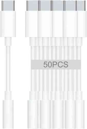 Miniatura 13 de Adaptador de auriculares de audio USB-C a 0.138 in – Paquete de 2 dongle de alta resolución con micrófono y control de volumen – Cable tejido tipo C