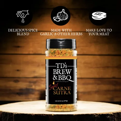 Miniatura 6 de TD's Brew & BBQ SPICY CARNE SUTRA Rub & Seasoning BBQ Rub Condimento picante para carne Masaje picante para carnes y verduras Masaje picante