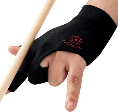Miniatura 2 de Collapsar Guantes de billar con 3 dedos abiertos para billar de billar Carom Cue Sport – Se adapta a la mano izquierda en diferentes tamaños