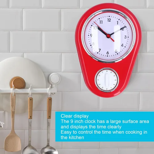Miniatura 3 de Reloj de pared de 9 pulgadas, temporizador de cocina visual, temporizador de cuenta regresiva visual de 60 minutos, funcionamiento silencioso, fácil