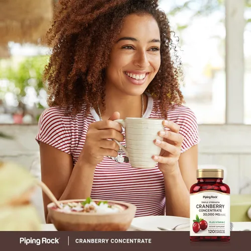 Miniatura 5 de Piping Rock Pastillas de arándano 120 cápsulas Suplemento para mujeres y hombres Extracto concentrado de triple fuerza más vitamina C Sin