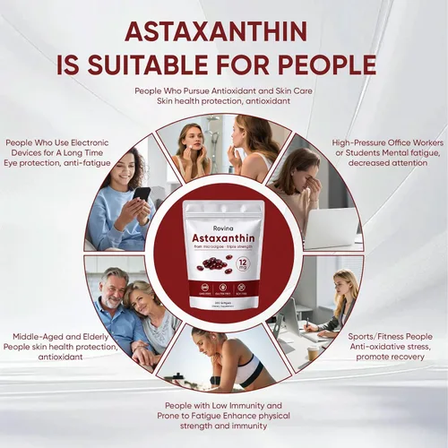 Miniatura 3 de Rovina Astaxantina Cápsulas blandas de 12 mg – Astaxantina premium de microalgas, triple fuerza, apoyo inmunológico, sin OMG y sin gluten, 200