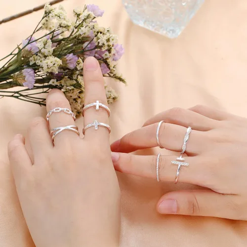 Miniatura 7 de Honsny 14K Gold Plated Stacking Rings Set for Women, Stackable Thumb Rings Thin Dainty Silver Rings for Women Wedding Eternity Band Simple Rose Gold
