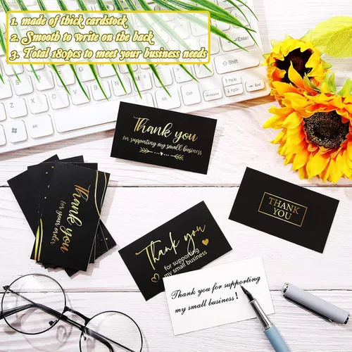 Miniatura 4 de 180 tarjetas de felicitación con texto en inglés "Thank You for Supporting My Small", pequeñas tarjetas de felicitación de agradecimiento por tu