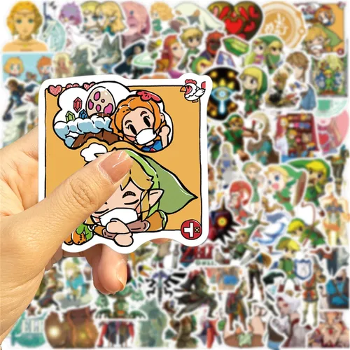 Miniatura 5 de 100 unidades de calcomanías de dibujos animados geniales de "La leyenda de Zelda" resistentes al agua, ofertas para auto, bicicleta, maleta