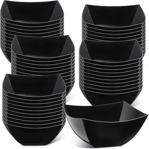 Miniatura 7 de Tanlade 50 Cuencos Cuadrados de Plástico para Servir Desechables Cuencos para Aperitivos Ensalada Recipientes Pequeños para Fiestas Barra de Dulces