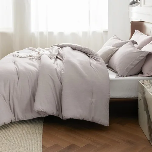 Miniatura 254 de Bedsure Juego de edredón Twin/Twin XL, ropa de cama suave beige para todas las estaciones, juego de cama teñido catiónico, 2 piezas, 1 edredón