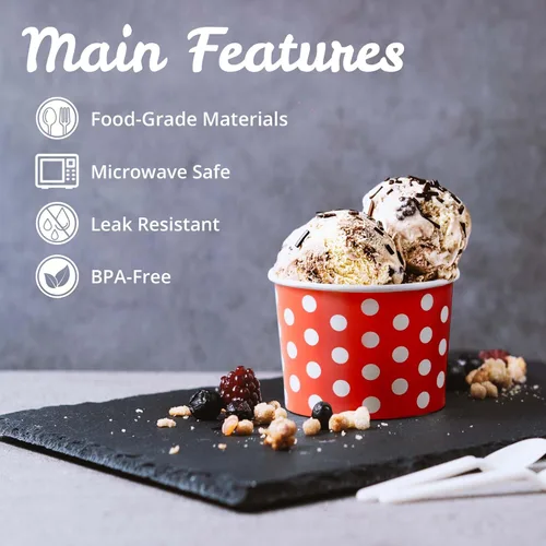 Miniatura 6 de MATICAN Tazas de papel para helado – 100 unidades de 4 onzas, cuencos desechables para postres para alimentos fríos o calientes, suministros