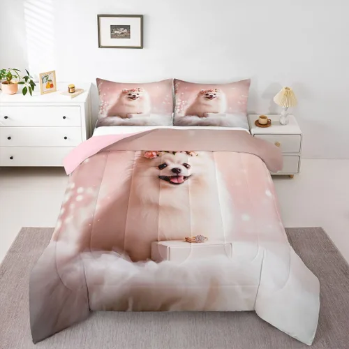 Miniatura 10 de Erosebridal Juego de ropa de cama de oso polar, tamaño individual, juego de edredón de oso blanco con patrón de animales, edredón de microfibra Oso