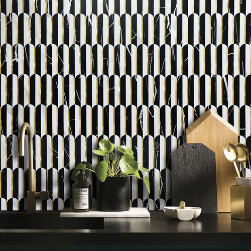 Miniatura 4 de DICOFUN 1 hoja de protector contra salpicaduras de color blanco y negro para cocina, PVC adhesivo en azulejos de pared contra salpicaduras
