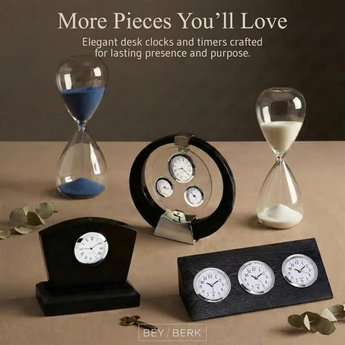 Miniatura 7 de Bey-Berk Reloj de triple zona horaria en madera negra, 9.25 pulgadas de largo x 3.5 pulgadas de ancho x 2.75 pulgadas de alto