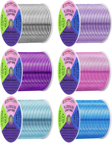 Miniatura 38 de Mandala Crafts - Alambre de aluminio anodizado de 8 calibre para hacer joyas - 9.75 m de alambre flexible negro colorido - Flexible para bonsái
