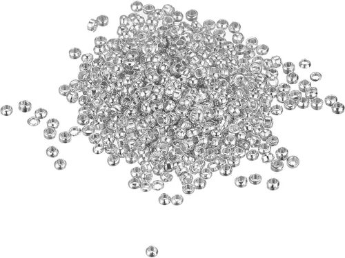 Miniatura 30 de uxcell 1000 cuentas redondas de engarzado, cuentas espaciadoras de extremo de crimpado de 0.079 pulgadas, pequeños topes para hacer pulseras y Oro
