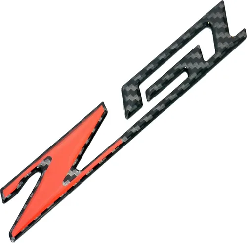 Miniatura 2 de Juego de par Corvette C7 Z51 Emblema de fibra de carbono, adhesivo de calcomanía de reemplazo para Corvette (Negro Rojo de fibra de carbono)