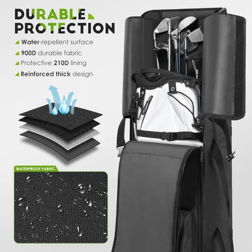 Miniatura 3 de findway Bolsa de viaje de golf para aerolíneas 900D resistente Oxford Golf Funda de viaje con ruedas, funda de viaje de golf con forro protector