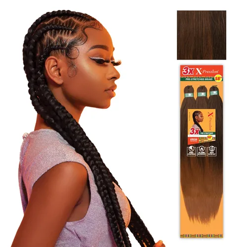 Miniatura 20 de Sensationnel X-Pression - Trenzas prestiradas, 3 unidades, 58 pulgadas, paquete de 1 unidad, 1B