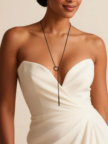 Miniatura 3 de FOCALOOK Collares largos para mujer, chapados en oro de 14 quilates, delicado colgante de barra de gota en forma de Y, juego de aretes de 28 pulgadas