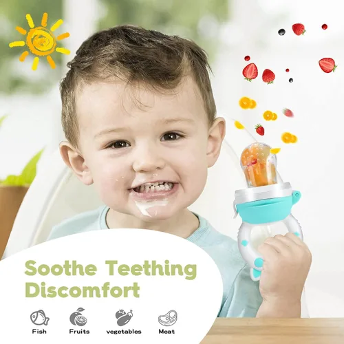 Miniatura 3 de Chupete alimentador de frutas para bebés, chupetes de dentición fresca, juguete mordedor de dentición de frutas para bebés de 3 a 24 meses, 6 bolsas